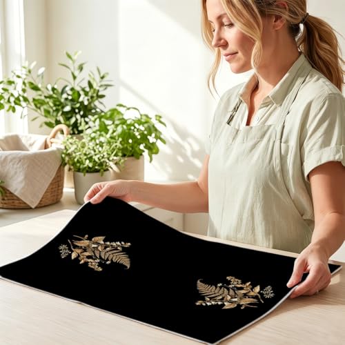 Image of 2 Pcs Vintage Botanical Kitchen Towels, Rustic Floral Reusable Dish Towels
