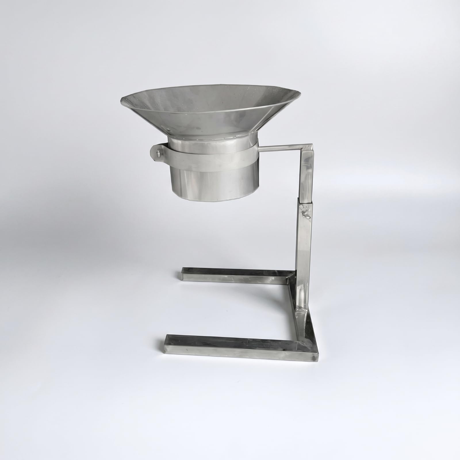 Imbuto in Acciaio Inox con Supporto da Banco Imbuto Dosatore con Stativo Regolabile Professionale Tramoggia in Acciaio Inox per Ristoratori, Macellai , 12 Cm