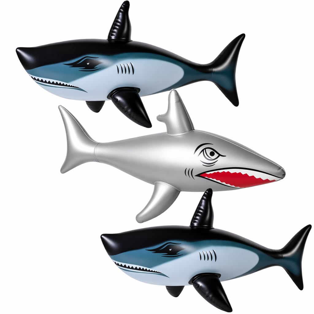 Inflatable Shark,3PCS Large Marine Animal Pool Inflatables, Ocean Theme Party Decorations, 80 cm Length Each When Inflated