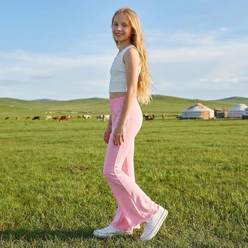 Image of ZukoCert Girls Flare Leggings, Mid Waist Bell Bottom Pants for Kids, Kids Flare Pants Size 4-13Y
