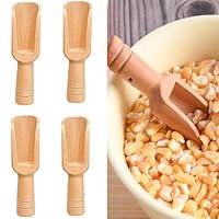 Luxiremi 4 Stück Mini Holzsalz & Gewürzschalen Set, 7,4 cm natürliche Holzlöffel für Küche, Badesalze, Pulver, Tee & mehr, umweltfreundlich, einfach zu reinigen