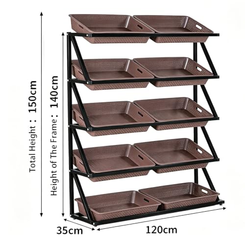 Estantería para frutas y verduras Brown-5floors de gran capacidad con cestas extraíbles 8