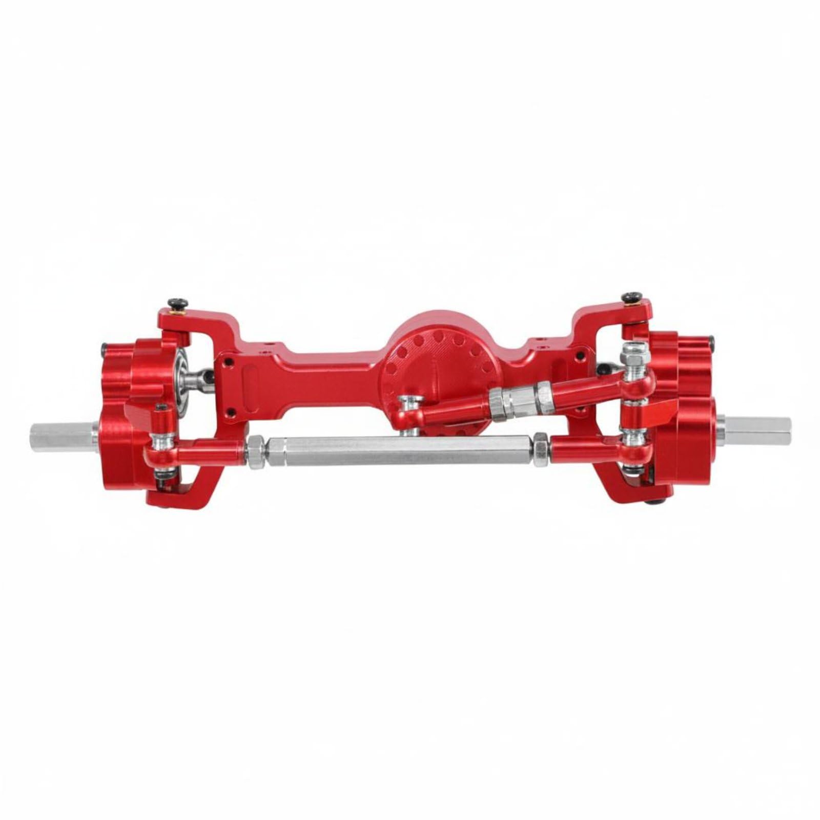 harayaa Vehicle Bridge Component Essieu Rehaussé Métal pour Modèles RC 1/16 1/10 Boîtier Aluminium Dents Acier Stabilité et Durabilité Dégagement sous Châssis, Rouge