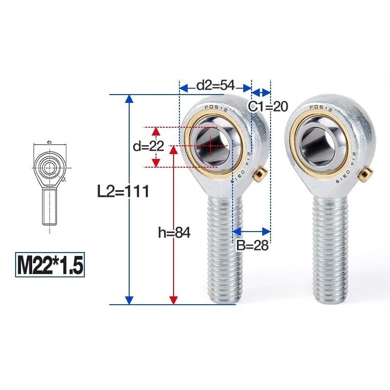 Roulement à rotule mâle gauche POSL22 M22x1.5 pièce de moteur