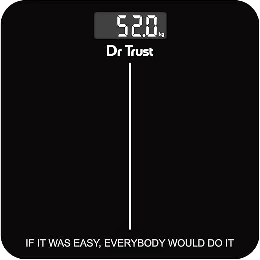 Dr Trust USA Inspire Personal Digital Electronic Weight Machine For Human Body 180Kg Capacity Weighing Scale-523 (Black) …
