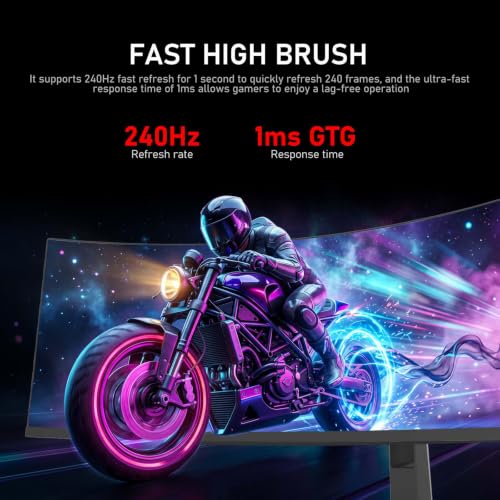 Image of Gawfolk 49 inch Ultra-Wide Curved Gaming 240Hz Monitor, DQHD PC Screen