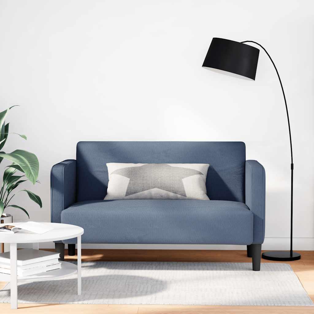 Zweisitzer-Sofa Blau 109 cm aus Cordstoff mit Schaumstoff-Feder-Kombination, stabilem Sperrholzrahmen und Armlehnen für modernen und traditionellen Wohnstil