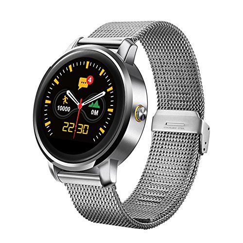 Lemumu F1 Bluetooth Smart Watch 1.22 inch IPS HD Display Support Heart Rate Monitoring Message Push for iOS Android Phones,Silver