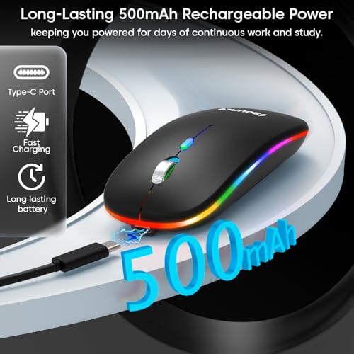 Image of Sounce Astralis Dual Mode Wireless Mouse - Bluetooth & 2.4GHz, 800 /1200 /1600 DPI, Silent Click, 500mAh Rechargeable Battery, Ergonomic Design with Metal Scroll Wheel for Laptop & PC (Black)