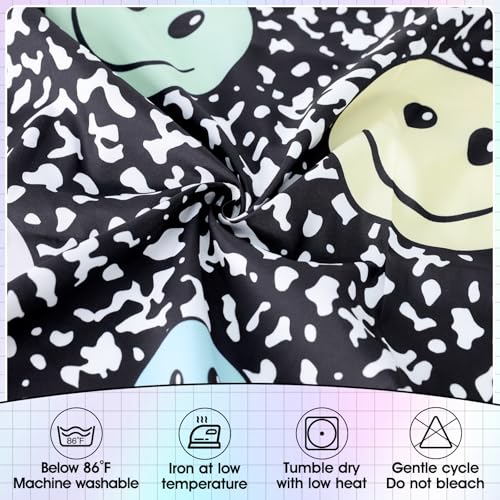 Image of 6FT Smiley Face Table Skirt Teacher Desk Skirt for Composition Notebook Classroom Decor Rectangle Tablecloth Colorful Table Cover for Back to School Party Supplies Home Dorm Office Bookcase Cabinet