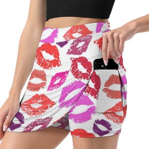 Jupe de tennis avec short intégré et poche pour femme - Mini jupe sport athlétique course