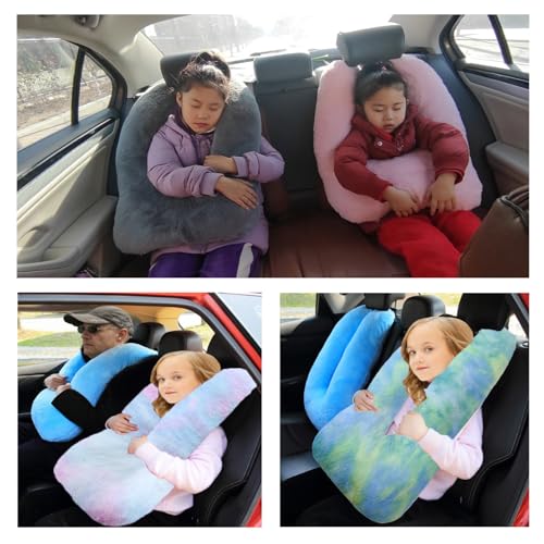 Image of FHSGGP Travel Pillow Car Pillow Kid Car Sleeping Colorful Blue | The Sleeping Aid for Adults and Kids on Road Trips Kids Travel Pillow
