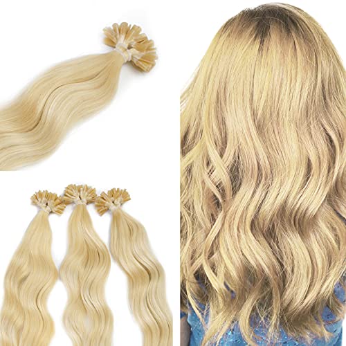 Neitsi 20" 25s/lot 1g/s 100% Remy Human Hair Nail Lightest Blonde U Tip Hair Extension Natural Wave (613#)