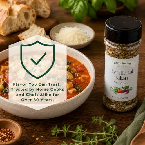 Image of Lesley Elizabeth Traditional Italian Traveler's Spices - Rich Italian & Herb Blend | Perfect for Pasta, Roasted Vegetables, Chicken & Sandwiches | All-Purpose Cooking