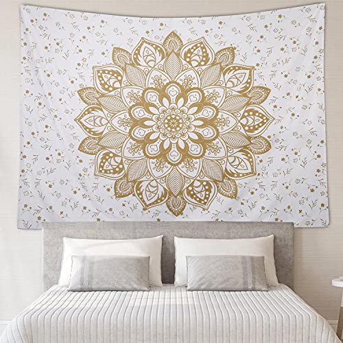 Rosielily White And Gold Tapestry Mandala Tapestry Boho Wall Tapestry thumb #1