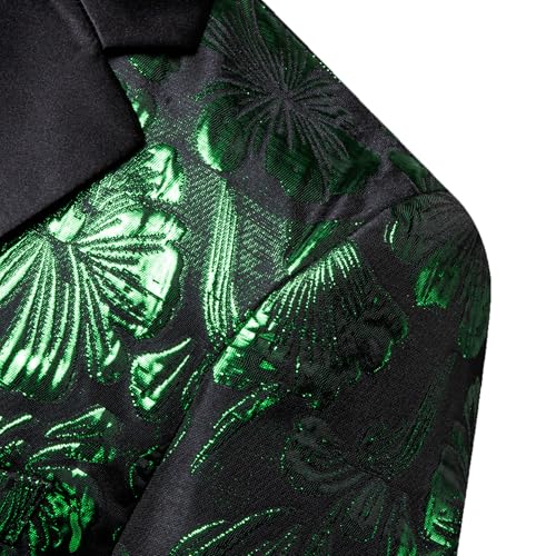 Image of Barry.Wang Mens Floral Blazer Suit Jacket Notched Lapel Casual Sport Coat | Flowers Jacquard One Button Tuxedo for Prom Wedding Party Disco Dinner Banquet Cocktail Homecoming Travel,Regular Fit