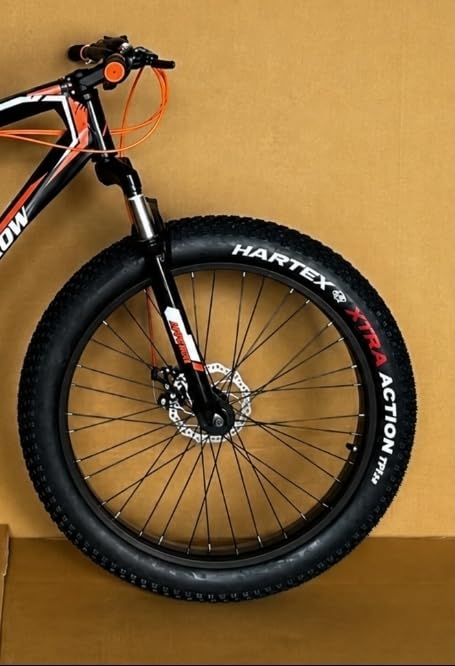 Image of Appebrow Jaguar Adult Unisex Fat Tyre Front Mountain Bike, 26-Inch Wheels, Disc Brakes, Orange and Black