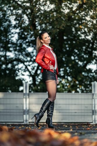 Image of LISHAN Women's Pointed Toe Under the Knee High Boots Stiletto High Heels