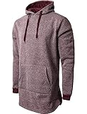 Ma Croix WV Mens Marled Hipster Hoodie Zipper Longline Hip Hop Fashion Extended Brushed Fleece Lightweight Elongated Pullover Sweater