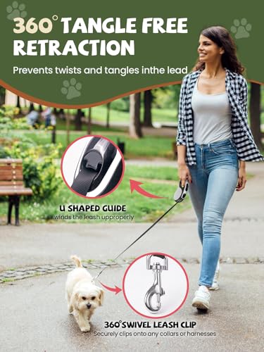 Laisse rétractable Douexio 4,9m avec lumière LED pour chiens - 7