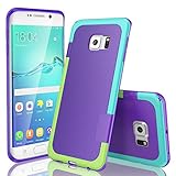 Galaxy S6 Edge Case, TILL(TM) Ultra Slim 3 Color Hybrid Impact Anti-slip Shockproof Soft TPU Hard PC Bumper Extra Front Raised Lip Case Cover for Samsung Galaxy S6 Edge S VI Edge G925 [Purple]
