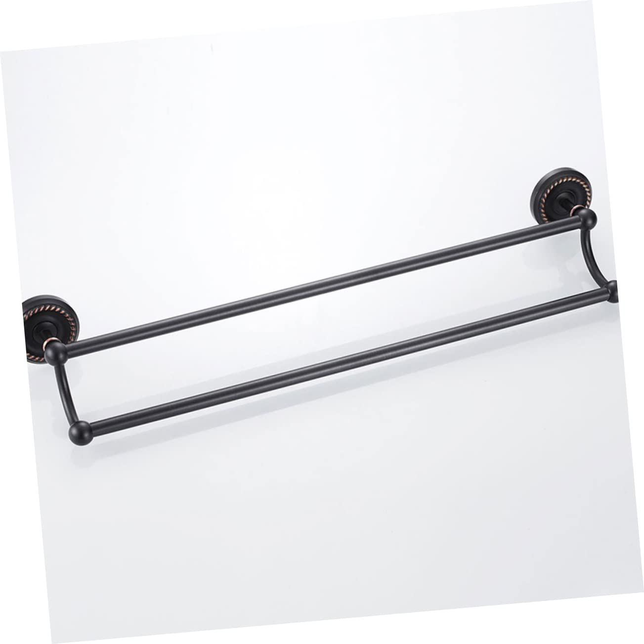 Porte-Serviettes Mural Double Barre Laiton 55cm Noir