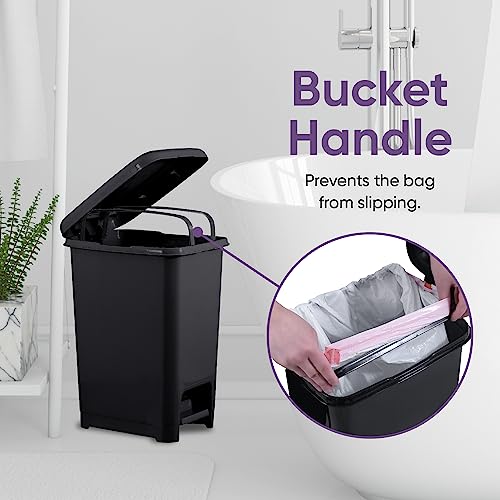 Image of Superio Slim Trash Can with Foot Pedal - 2.5 Gallon Step-On with Lid, Small Plastic Garbage Bin for Bathroom, Kitchen, Office, Under Desk, Bedroom, Dorm - Black, 3