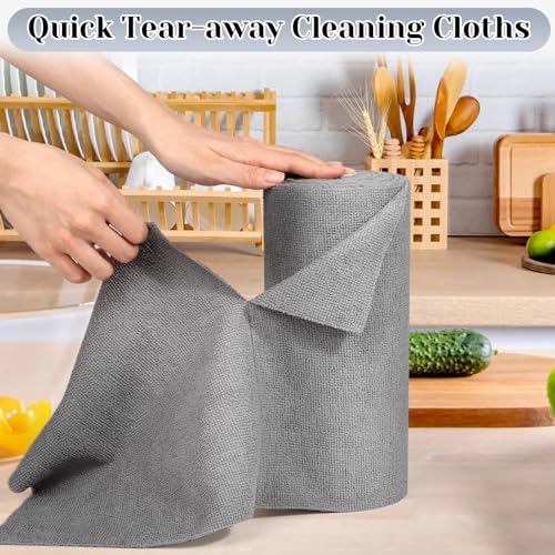 Image of 45 Pack Microfiber Cleaning Cloth Roll, 10 inch x 10 inch Tear Away Reusable Towels Washable Rags Super Absorbent Microfiber Towels for Car Drying Dishes Kitchen Cleaning