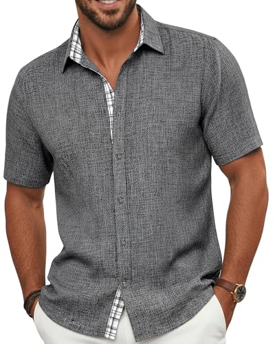 Men Button Down Shirts Hawaiian Collared Rayon Linen Feeling Poncho Dress Short Sleeve Untucked Casual Clothes Summer Vacation Beach Resort Outfits Tropical Aloha Wear Attire Hot Weather Lightweight