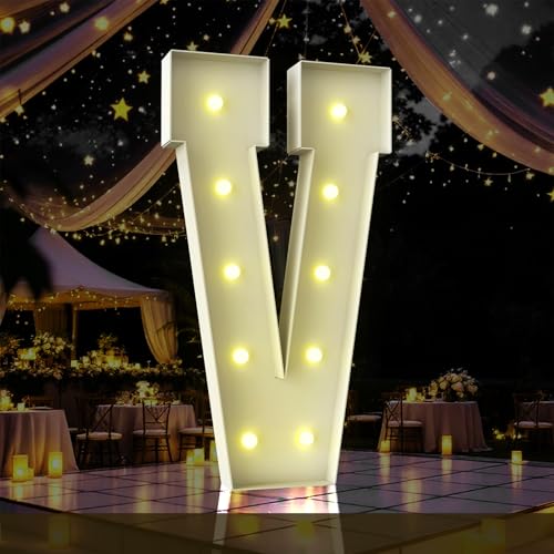 Lettres lumineuses pour chapiteau V grand panneau LED pour fête prénatale