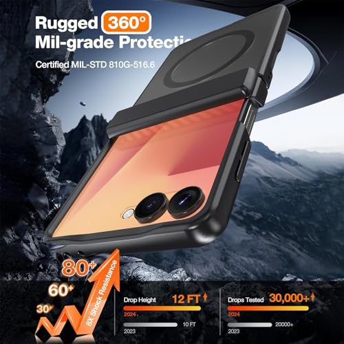 Image of WRJ for Samsung Galaxy Z Flip 7 Case Built-in Screen Protector,Black