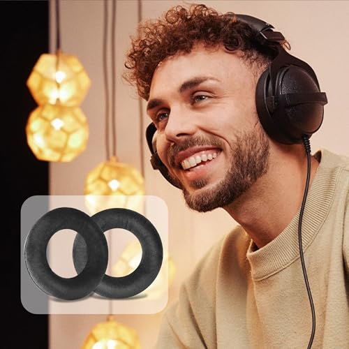 Almohadillas de terciopelo Lukvcoe para auriculares Beyerdynamic DT770 / DT770 Pro - Negro | También compatibles con DT511, DT801, DT831, DT901, HS300, MMX300, Custom One Pro Plus y Custom Studio miniatura 4