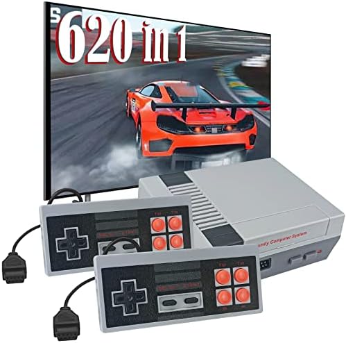 Aidjoin Retro Game Console,Built in 620 Classic Nostalgic Games, Plug and Play Video Game Console, AV Output, with Two Wired Controllers, Suitable for Gifts, Home, Party