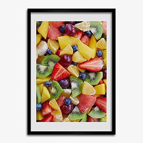 Cadre photo 50x70 cm Tulup en bois MDF avec affiche de fruits hachés pour tableau moderne