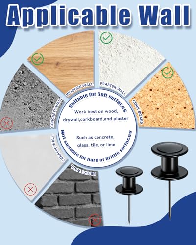 Image of 20 Pcs Double Headed Picture Hangers - 4 Sizes Thumb Tacks (10 /15 /30 /40lb), Heavy Duty Push Pins & Wall Nails for Drywall /Wood, Picture Hanging Nails for Frames, Tapestry, Photos and Decor