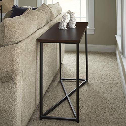 Image of JGS Iron Frame Wooden Console Tables Multipurpose Sheesham Wood Flower Pot Stand Table Furniture for Home Living Room Entrance & Office (Dark Walnut Finish)