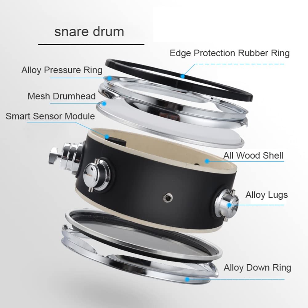 Set di Batteria elettrica Professione per Adulti Tamburo elettronico Kick Pedal Trigger Tamburo elettronico Percussioni Jazz 5 Tamburi 4 Piatti