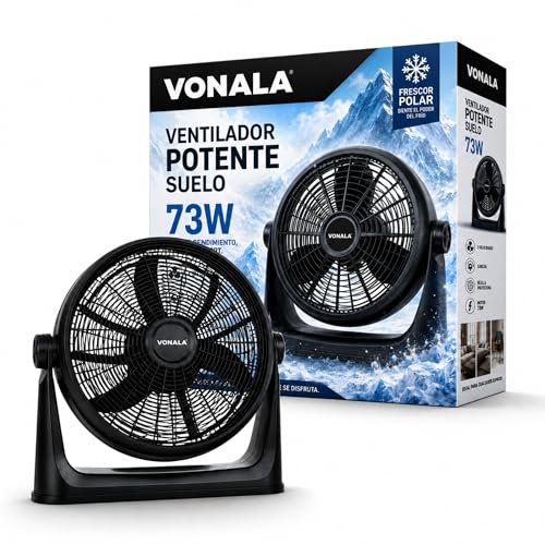 Vonala Ventilador de Suelo y Pared Industrial, Ventilador Potente 50cm Silencioso ABS Antivibración Fan Para Exterior e Interior Negro, Ventiladores Potentes Silenciosos (73, Vatios)