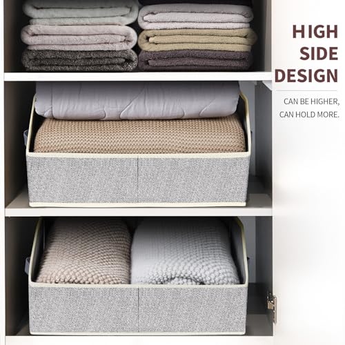 Image of Homsorout Closet Baskets for Shelves Trapezoid - Decorative Storage Baskets with Handle, Closet Bins for Organization, Shelf Storage Bins for Clothes, Books, Home, Office, 10 Pack, Light Gray