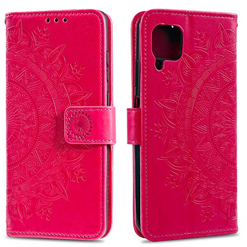 HTDELEC Coque pour Samsung Galaxy A22 4G Rouge,Housse en Cuir Premium Flip Case Portefeuille Etui avec Stand Support et Carte Slot Samsung Galaxy A22 4G(T-Rouge) Cover