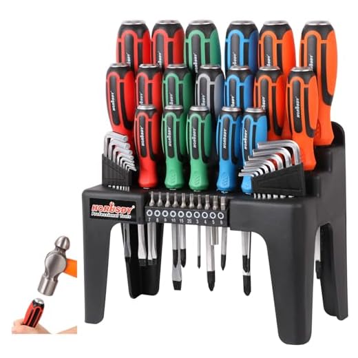 HORUSDY 44-Piece Magnetic Screwdriver Set with Go-Thru Steel Blades | High Torque, Plastic Racking, Best Tools for Men Tools Gift