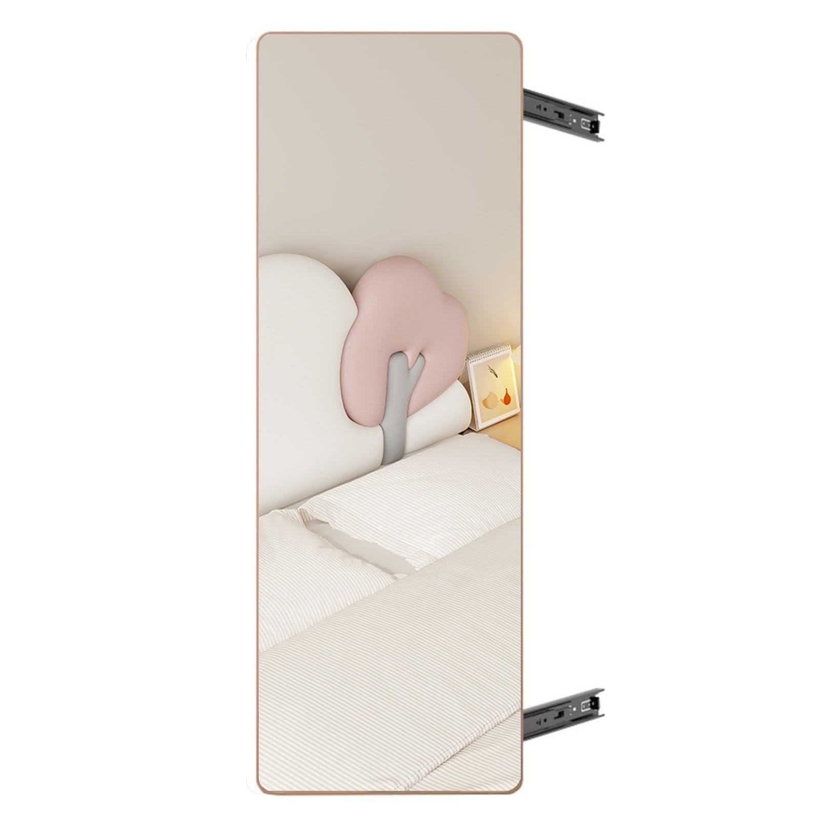 HZEPDVT Wall-mounted wardrobe mirror invisible pull-out dressing mirror full-length mirror rose gold aluminum alloy frame 110 * 40cm (43.31 * 15.75in)(120 * 40cm(47.24 * 15.75in))