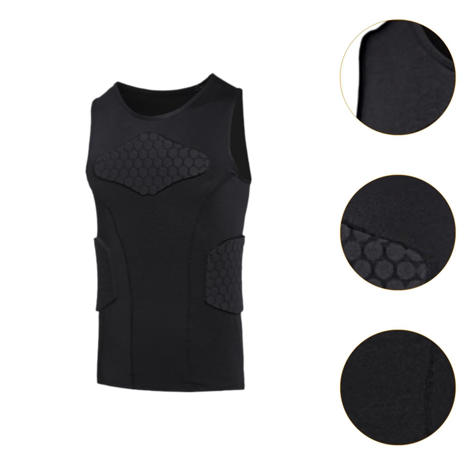 Perfeclan Gepolsterte Weste für Herren, Brust- und Rippenschutz, Weste, ärmelloses Hemd, bequem, atmungsaktiv, Guard Protector, Kompressionsweste für Männer