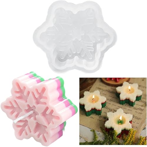 XYQHOAC Molde de vela de silicona con copos de nieve, molde de resina de copo de nieve de Navidad, molde de jabón de copo de nieve 3D para hacer disponible en Yaxa Peru