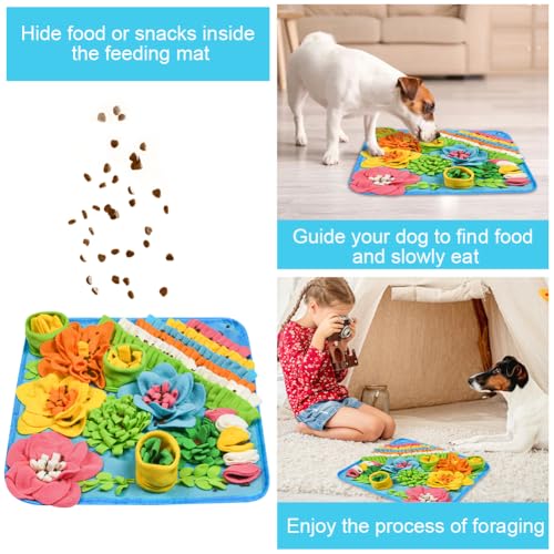 OSDUE Schnüffelteppich Hund, Futterschnüffel-Futtermatte, Hunde-Schnüffelmatte, Welpen-Trainingsmatte, Schnüffelspielzeug Interaktive Hundespielzeug, Hunde Spielteppich für Alle Hunderassen, 39 x 39CM