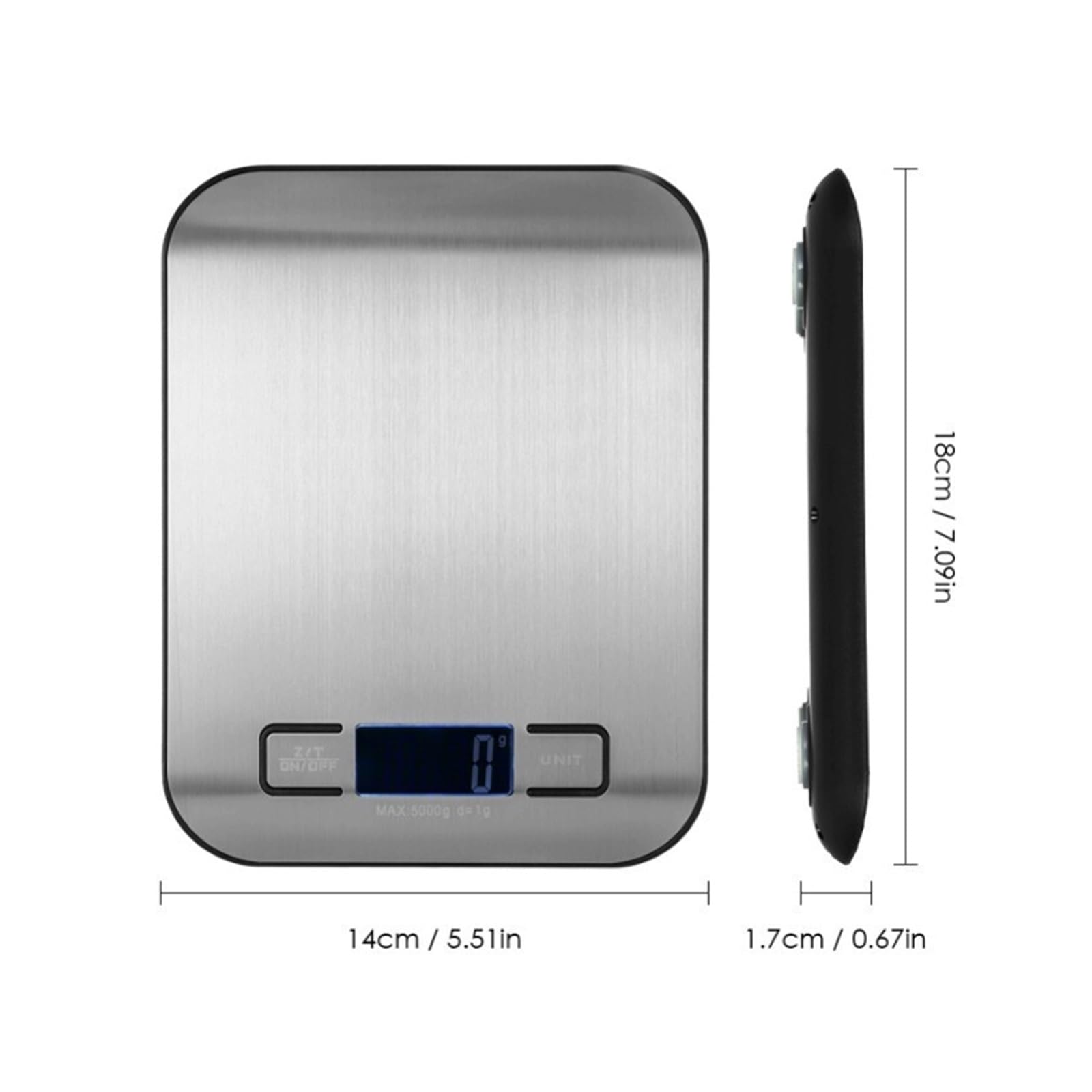 Báscula de cocina 5/10 KG, báscula peso portátil for hornear acero inoxidable(K,10Kg)