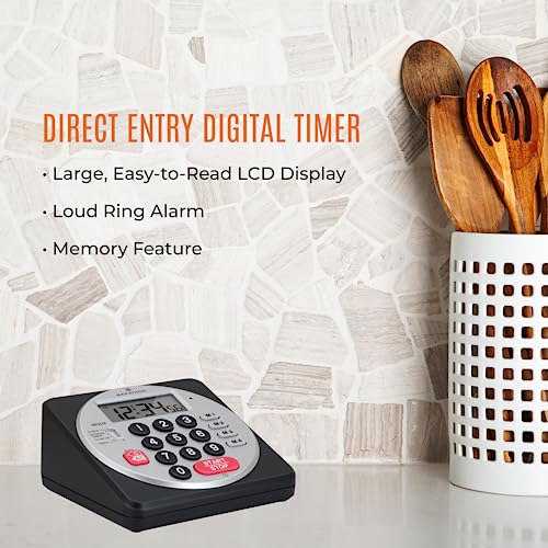 Marathon 100 Hour Direct Entry Digital Tabletop Timer, Black - Large, Easy-To-Read Lcd Display - Loud Ring Alarm - Clock Feature - 2 Aa Batteries Included #TOP1