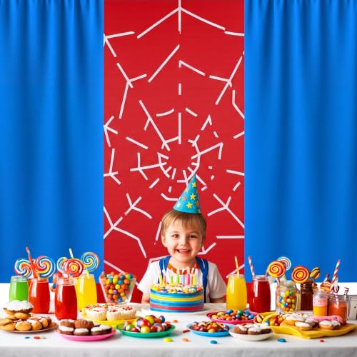Boao 3 Pcs Spider Backdrop Birthday Decoration, Red and Blue Splicing - image 3
