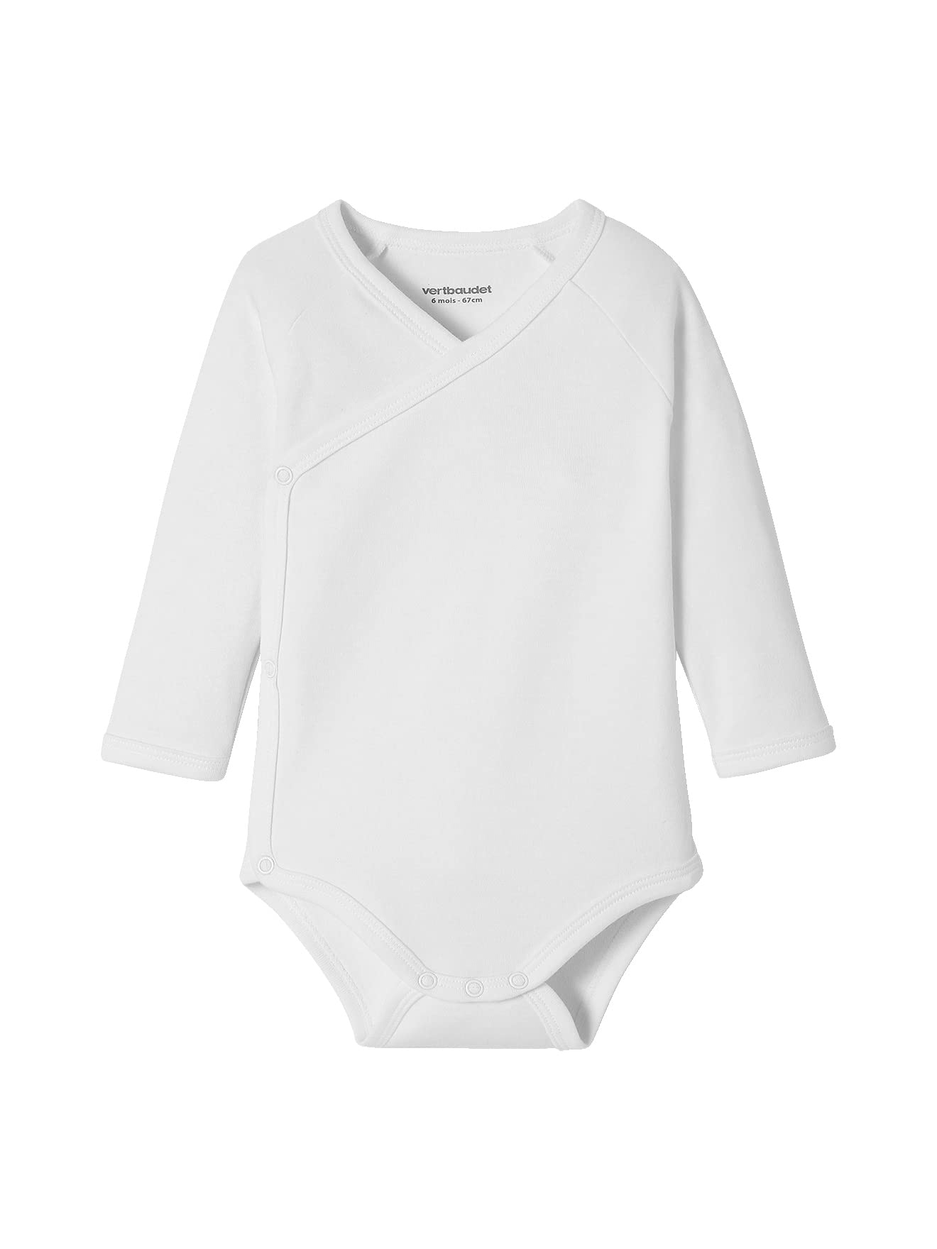 VERTBAUDET Lot de 5 bodies bébé manches longues ouverture naissance BASICS