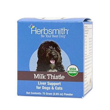 Herbsmith Milk Thistle Herbal Supplement for Dogs and Cats, 75gm Powder